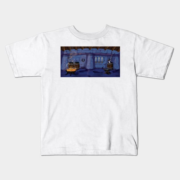 Medieval Forge Cartoon Kids T-Shirt by nickemporium1